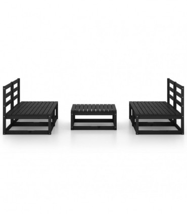 vidaXL 5 Piece Garden Lounge Set Black Solid Pinewood