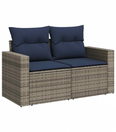 vidaXL 7 Piece Garden Sofa Set with Cushions Brown Poly Rattan Acacia