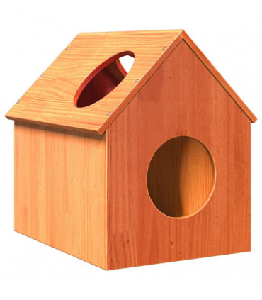 vidaXL Cat House Wax Brown 41x50x50 cm Solid Wood Pine
