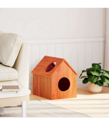 vidaXL Cat House Wax Brown 41x50x50 cm Solid Wood Pine