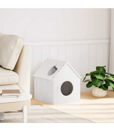 vidaXL Cat House White 41x50x50 cm Solid Wood Pine