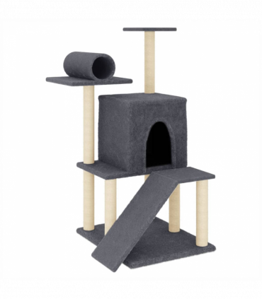 vidaXL Cat Tree with Sisal Scratching Posts Dark Grey 110.5 cm