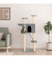 vidaXL Cat Tree with Sisal Scratching Posts Light Grey 143 cm