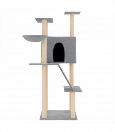 vidaXL Cat Tree with Sisal Scratching Posts Light Grey 143 cm