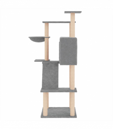 vidaXL Cat Tree with Sisal Scratching Posts Light Grey 143 cm