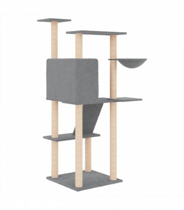 vidaXL Cat Tree with Sisal Scratching Posts Light Grey 143 cm