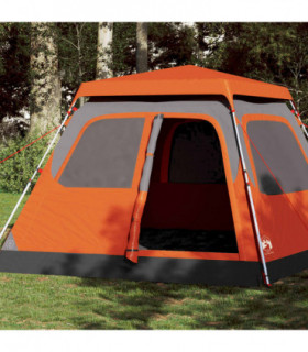vidaXL Family Tent Dome 6-Person Grey and Orange Quick Release