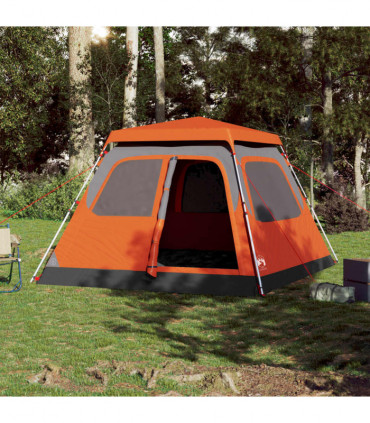 vidaXL Family Tent Dome 6-Person Grey and Orange Quick Release