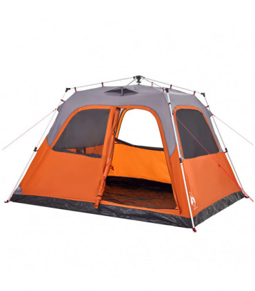 vidaXL Family Tent Dome 6-Person Grey and Orange Quick Release
