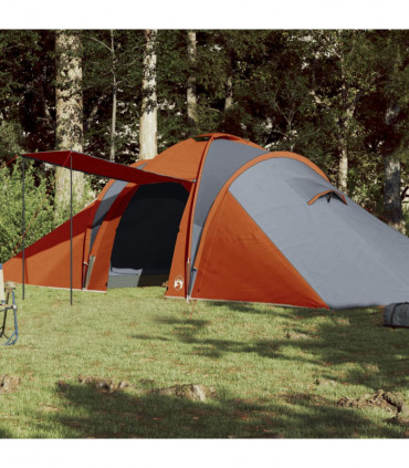 vidaXL Family Tent Dome 6-Person Grey and Orange Waterproof