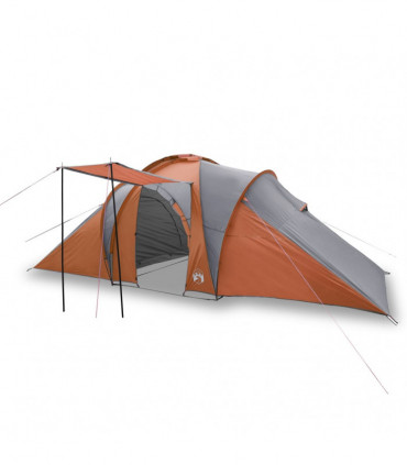 vidaXL Family Tent Dome 6-Person Grey and Orange Waterproof