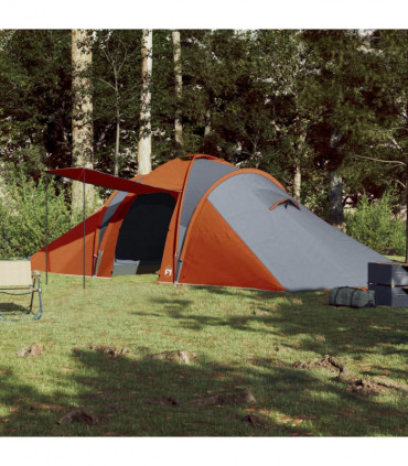 vidaXL Family Tent Dome 6-Person Grey and Orange Waterproof