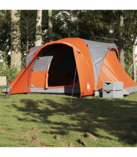 vidaXL Family Tent Dome 6-Person Grey and Orange Waterproof