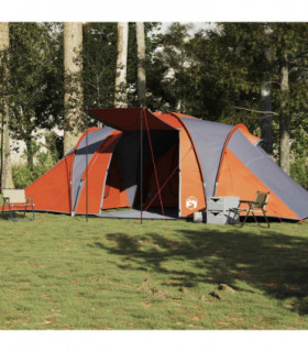vidaXL Family Tent Dome 6-Person Grey and Orange Waterproof