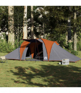 vidaXL Family Tent Dome 6-Person Grey and Orange Waterproof