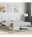vidaXL Metal Bed Frame with Headboard White 140x200 cm