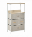 Fabric White 58cmx29cmx103cm Chest of Drawers with 4 Fabric Bins - Home Storage