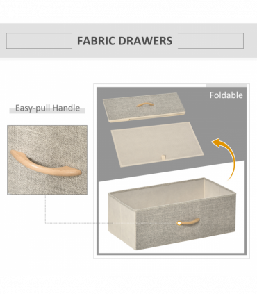 Fabric White 58cmx29cmx103cm Chest of Drawers with 4 Fabric Bins - Home Storage