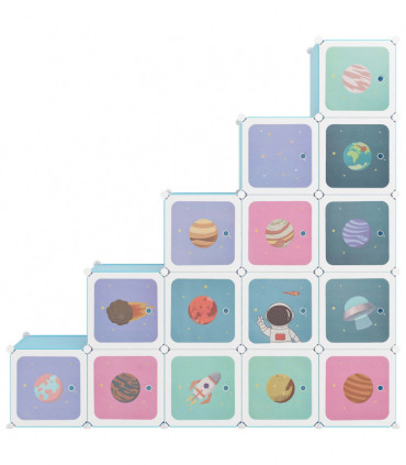 Cube Storage Cabinet for Kids with 15 Cubes Blue PP