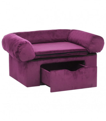 Dog Sofa with Drawer Burgundy 75x50x38 cm Plush