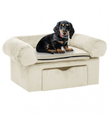 Dog Sofa with Drawer Cream 75x50x38 cm Plush