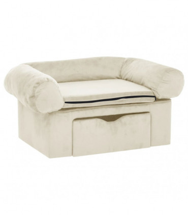 Dog Sofa with Drawer Cream 75x50x38 cm Plush