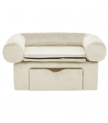 Dog Sofa with Drawer Cream 75x50x38 cm Plush