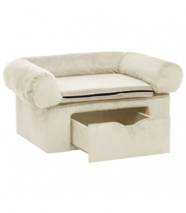 Dog Sofa with Drawer Cream 75x50x38 cm Plush