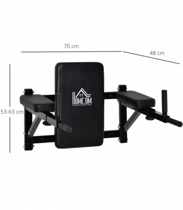Gym Rack Dip Station Wall Mounted AB Knee Leg Raise Pull Up Fitness HOMCOM