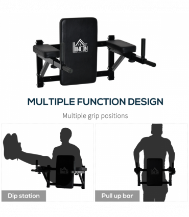 Gym Rack Dip Station Wall Mounted AB Knee Leg Raise Pull Up Fitness HOMCOM