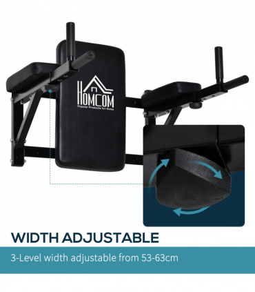 Gym Rack Dip Station Wall Mounted AB Knee Leg Raise Pull Up Fitness HOMCOM