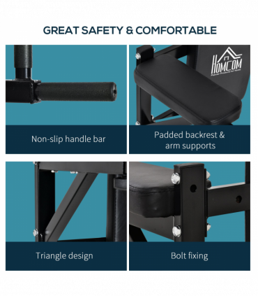 Gym Rack Dip Station Wall Mounted AB Knee Leg Raise Pull Up Fitness HOMCOM