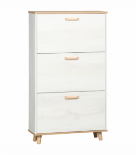 Shoe Storage Cabinet Cream Particle Board 70L x 23.5W x 122H cm Slimline Design