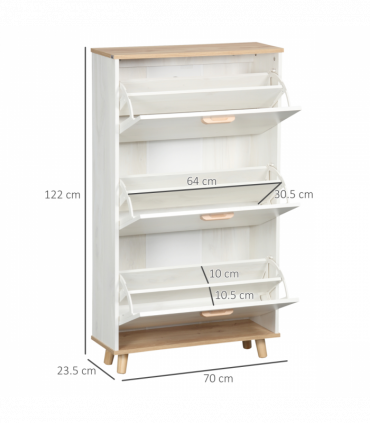 Shoe Storage Cabinet Cream Particle Board 70L x 23.5W x 122H cm Slimline Design