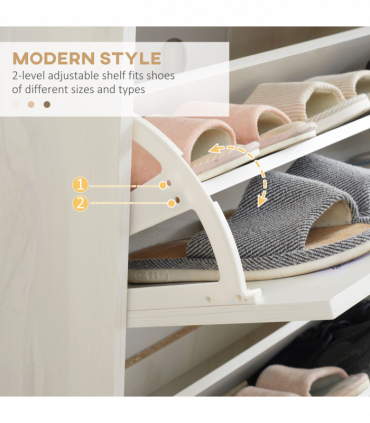 Shoe Storage Cabinet Cream Particle Board 70L x 23.5W x 122H cm Slimline Design