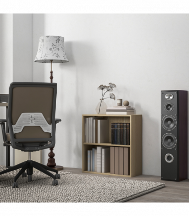 HOMCOM Bookshelf Display Storage Shelf with 2 Compartments for Study Natural