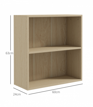 HOMCOM Bookshelf Display Storage Shelf with 2 Compartments for Study Natural