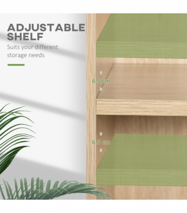 HOMCOM Bookshelf Display Storage Shelf with 2 Compartments for Study Natural