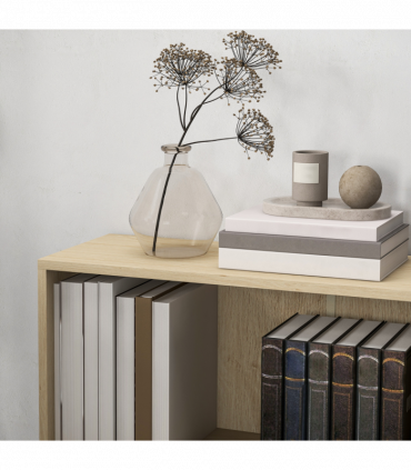 HOMCOM Bookshelf Display Storage Shelf with 2 Compartments for Study Natural