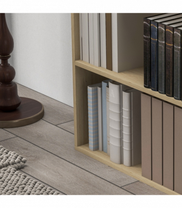 HOMCOM Bookshelf Display Storage Shelf with 2 Compartments for Study Natural