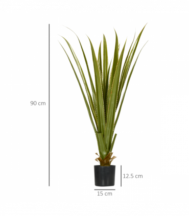 HOMCOM Potted Artificial Plants Agave Succulent for Desk Indoor Outdoor, 90cm