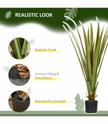 HOMCOM Potted Artificial Plants Agave Succulent for Desk Indoor Outdoor, 90cm