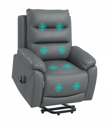 Power Lift Recliner Chair Grey Faux Leather 91L x 86W x 103H cm Comfortable
