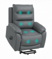 Power Lift Recliner Chair Grey Faux Leather 91L x 86W x 103H cm Comfortable