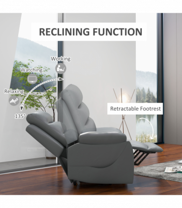 Power Lift Recliner Chair Grey Faux Leather 91L x 86W x 103H cm Comfortable