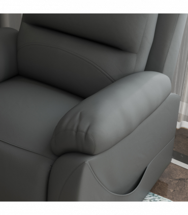 Power Lift Recliner Chair Grey Faux Leather 91L x 86W x 103H cm Comfortable