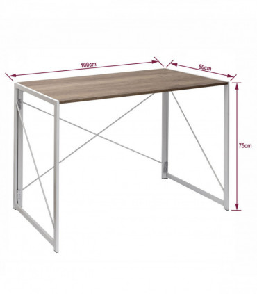 Multifunction Folding Desk Portable Compact Computer Table In White