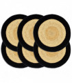 Placemats 6 pcs Natural and Black 38 cm Jute and Cotton
