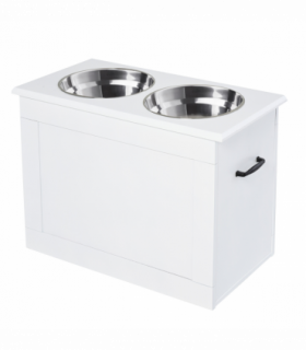 Raised Dog Bowls w/ Storage Function Stainless Steel Bowl Elevated Base Pawhut