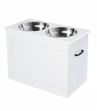 Raised Dog Bowls w/ Storage Function Stainless Steel Bowl Elevated Base Pawhut